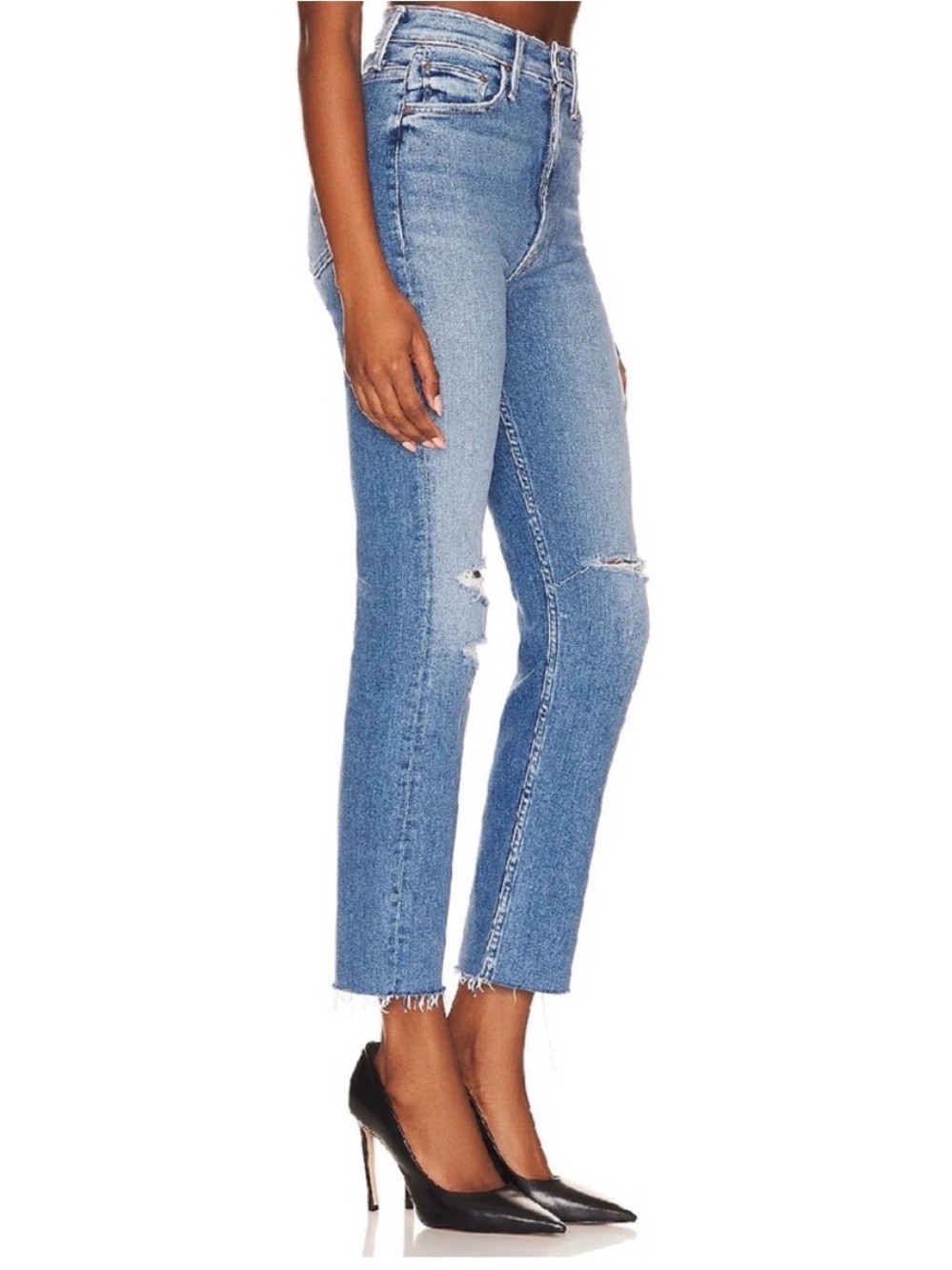 MOTHER High Waisted Rider Ankle Fray